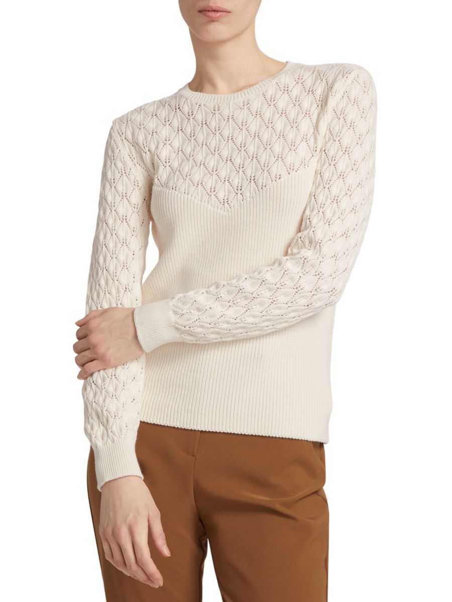 Свитер с ажурной вязкой из смесового хлопка Nominee, цвет Egret
Свитер с ажурной вязкой из смесового хлопка Nominee, цвет Egret