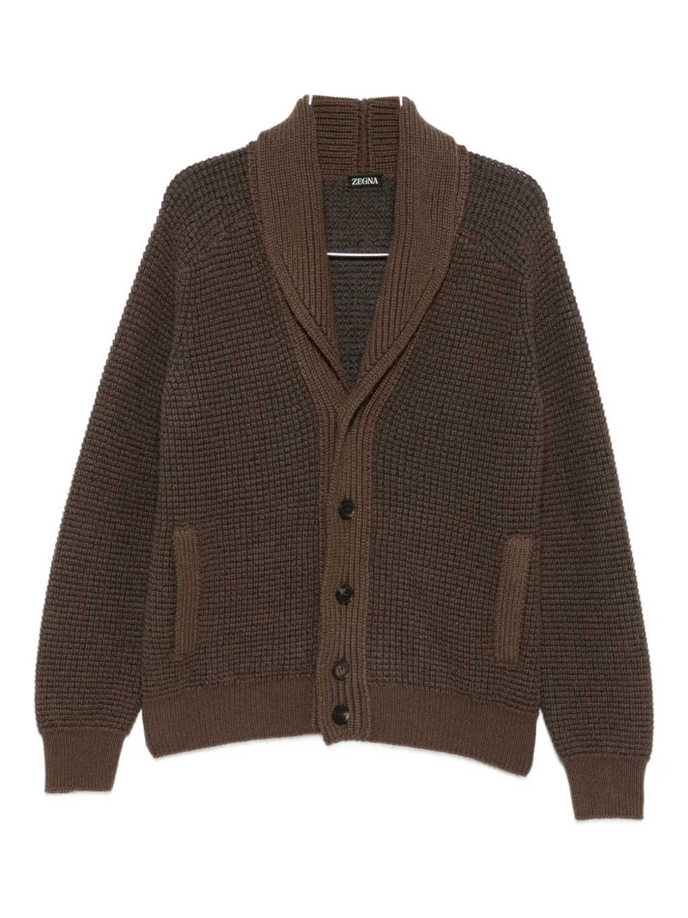 Кардиган с шалевым воротником и вафельной вязкой Zegna, коричневый
Кардиган с шалевым воротником и вафельной вязкой Zegna, коричневый