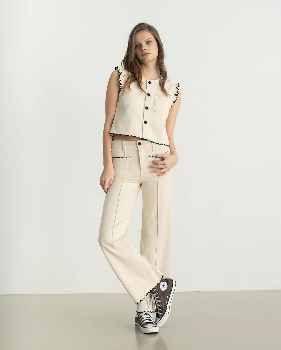 Женские джинсы с высокой талией, прямым низом и контрастной вышивкой на передних карманах Noon, цвет Crudo
Женские джинсы с высокой талией, прямым низом и контрастной вышивкой на передних карманах Noon, цвет Crudo