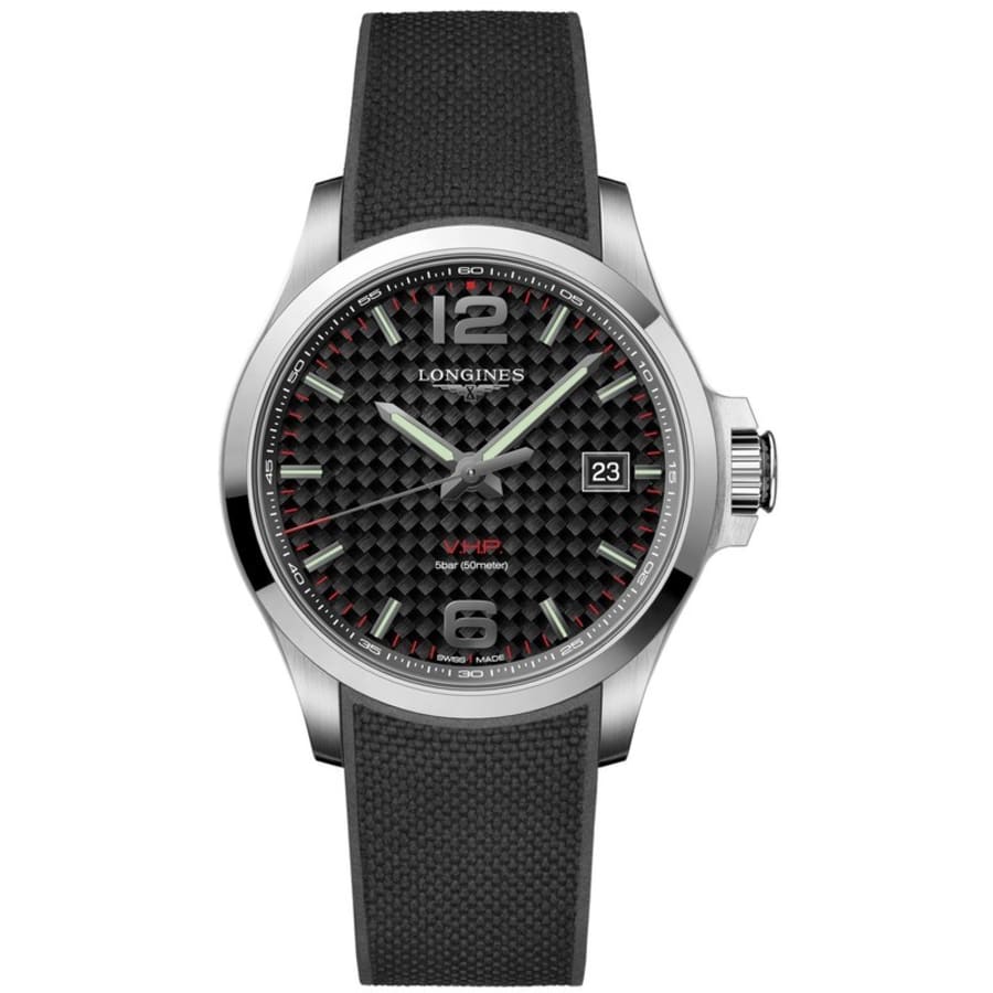 Мужские часы Longines Conquest VHP с черным карбоновым циферблатом и черным каучуковым ремешком L3.726.4.66.9
Мужские часы Longines Conquest VHP с черным карбоновым циферблатом и черным каучуковым ремешком L3.726.4.66.9