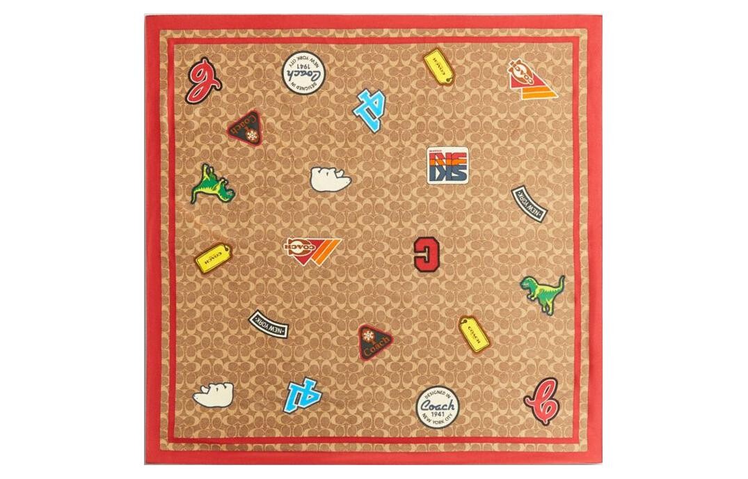 Женский шелковый шарф COACH, Brown 
Женский шелковый шарф COACH, Brown