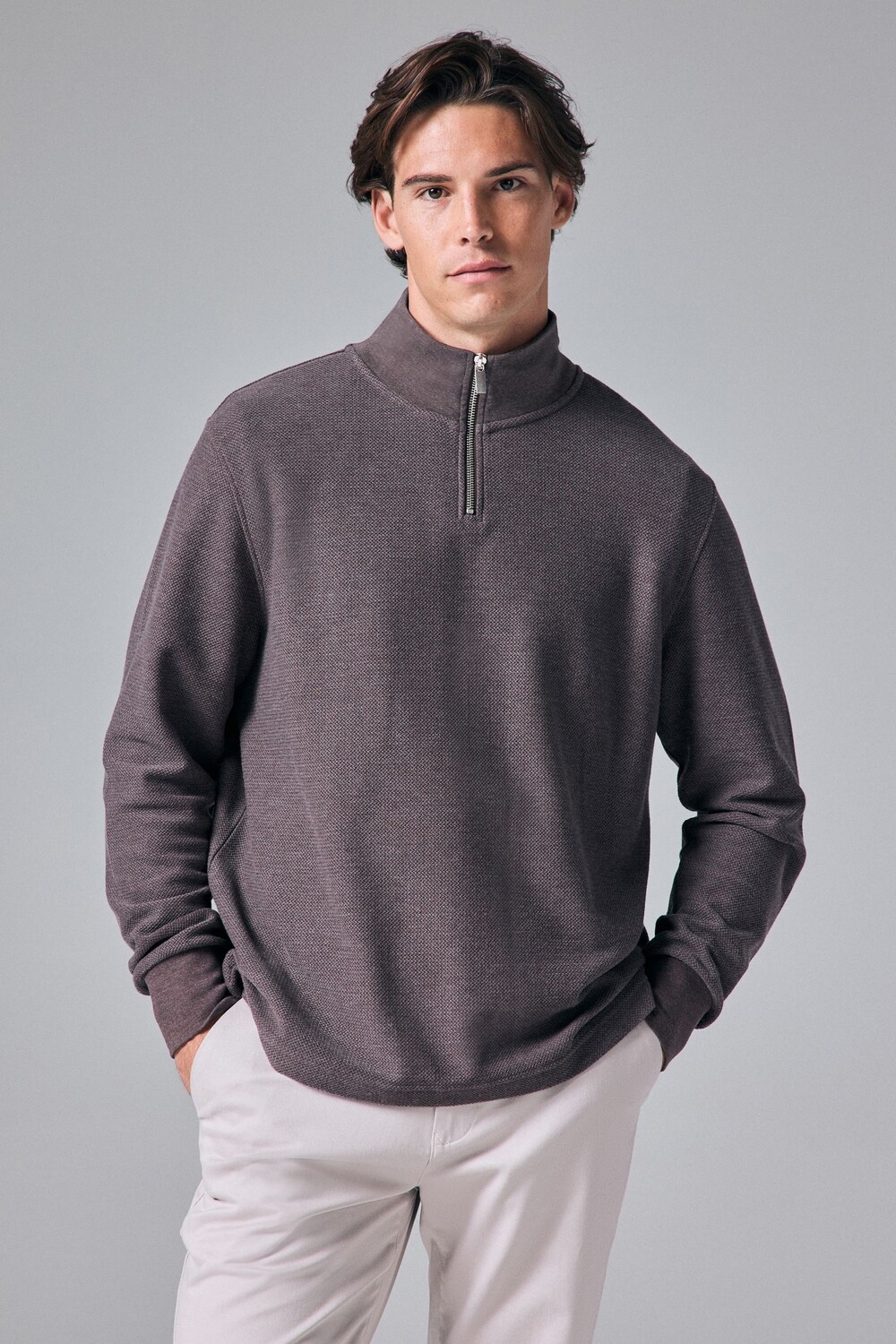 Текстурированный джемпер с длинными рукавами и застежкой молнией на воротник Next, коричневый
Текстурированный джемпер с длинными рукавами и застежкой молнией на воротник Next, коричневый