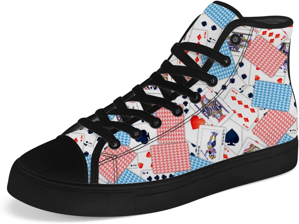 Кеды Chebing Poker High Top из холщовой ткани с рисунком карт, высокие кеды на шнуровке, повседневная обувь, подарок для мужчин и женщин, синий
Кеды Chebing Poker High Top из холщовой ткани с рисунком карт, высокие кеды на шнуровке, повседневная обувь, подарок для мужчин и женщин, синий