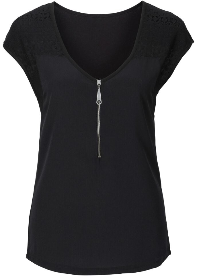 Рубашка с кружевной вставкой Bodyflirt, черный
Рубашка с кружевной вставкой Bodyflirt, черный