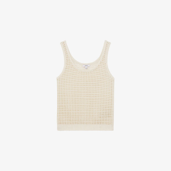 Майка из льна Reiss Claudia с вырезом, белый 
Майка из льна Reiss Claudia с вырезом, белый