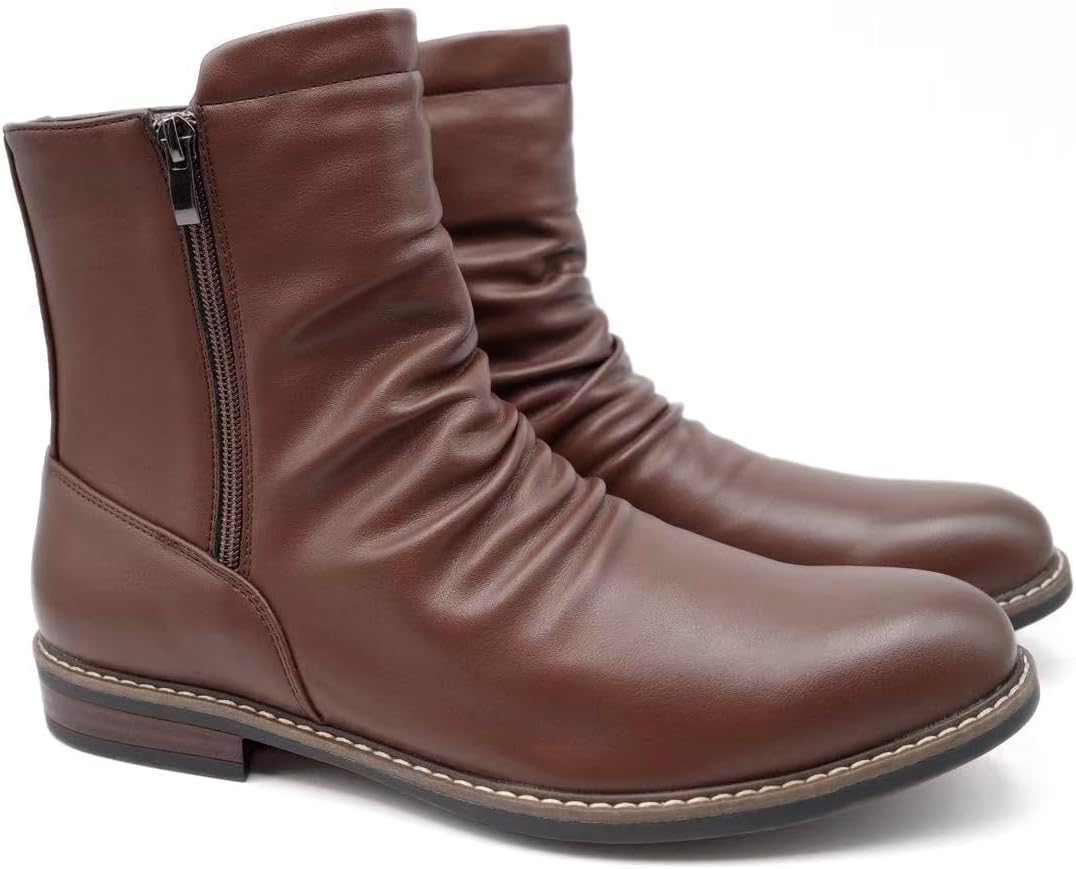 Мужские повседневные мотоциклетные боевые ботинки до щиколотки с боковой молнией и сборками Finishing & Sewing, Dark Brown
Мужские повседневные мотоциклетные боевые ботинки до щиколотки с боковой молнией и сборками Finishing & Sewing, Dark Brown