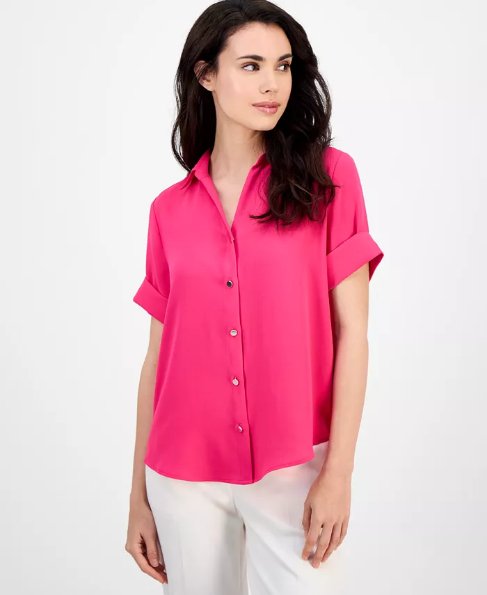 Укороченная рубашка с воротником и застежкой на пуговицах AK Anne Klein, зеленый
Укороченная рубашка с воротником и застежкой на пуговицах AK Anne Klein, зеленый