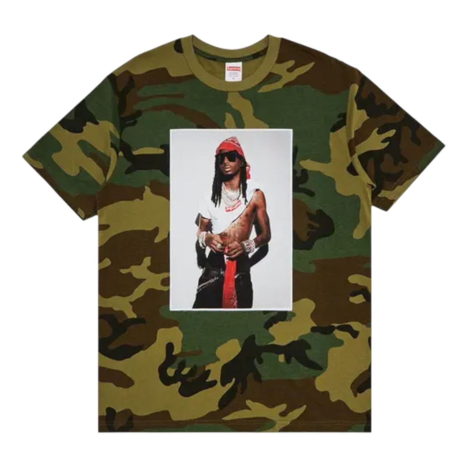 Футболка Supreme Playboi Carti 'Woodland Camo'
Футболка Supreme Playboi Carti 'Woodland Camo'