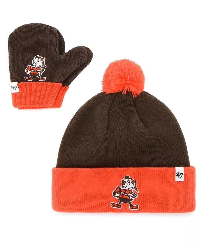 Коричневый и оранжевый унисекс для малышей Cleveland Browns Bam Bam вязаная шапка с манжетами, комплект с помпоном и варежками '47 Brand
Коричневый и оранжевый унисекс для малышей Cleveland Browns Bam Bam вязаная шапка с манжетами, комплект с помпоном и варежками '47 Brand