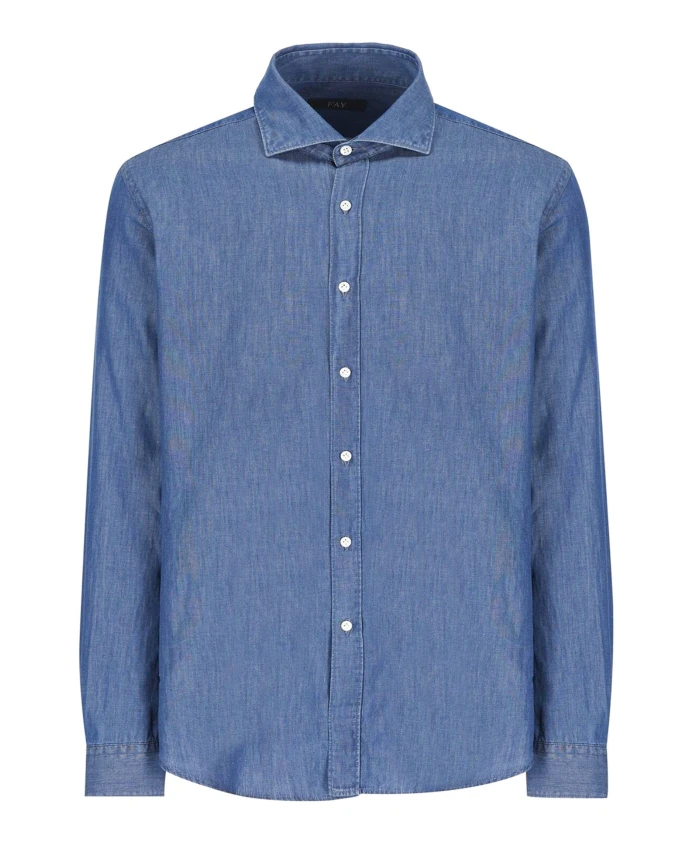 Джинсовая рубашка с вышитым логотипом Fay, синий
Джинсовая рубашка с вышитым логотипом Fay, синий