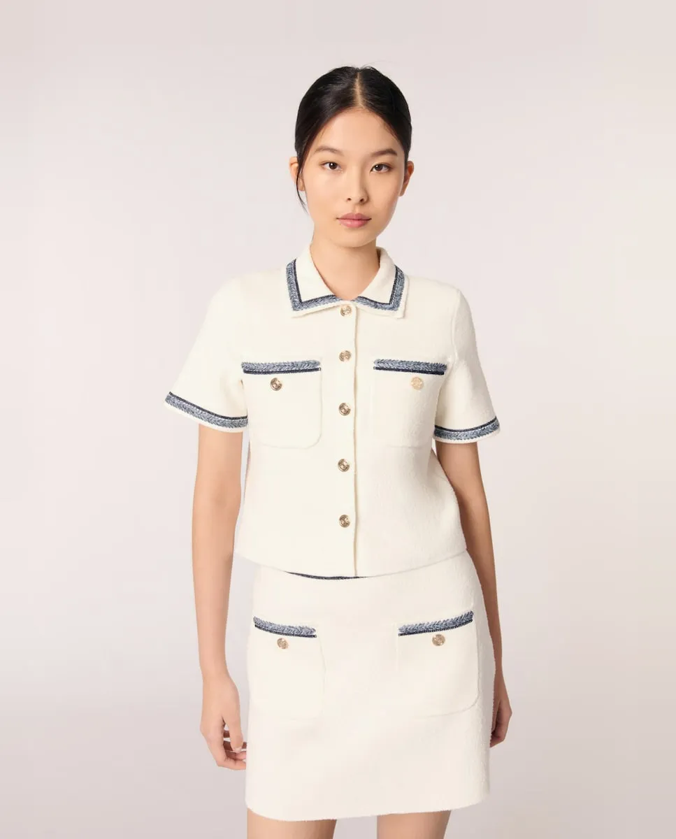 Короткий женский кардиган с плетеными деталями Maje, белый
Короткий женский кардиган с плетеными деталями Maje, белый