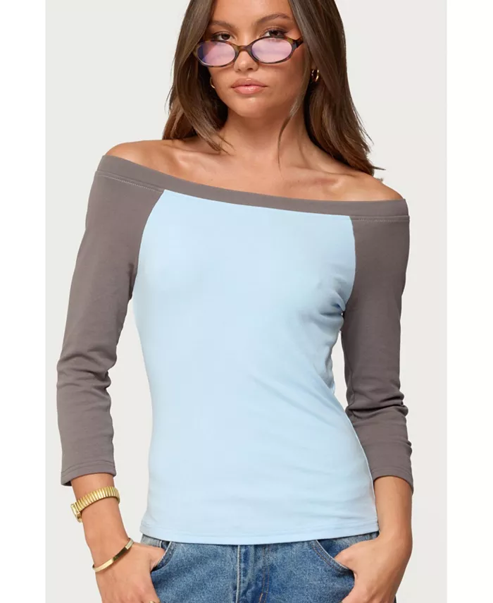 Женский топ Keri с лодочкой и контрастным регланным рукавом Edikted, синий
Женский топ Keri с лодочкой и контрастным регланным рукавом Edikted, синий