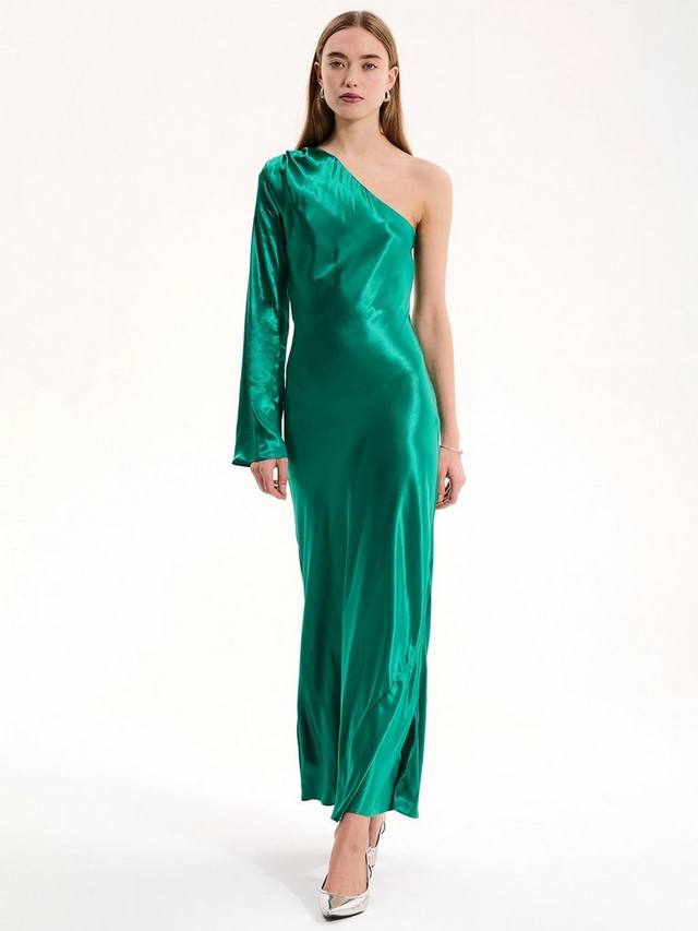 Асимметричное платье из атласа charlie OMNES, зеленый 
Асимметричное платье из атласа charlie OMNES, зеленый