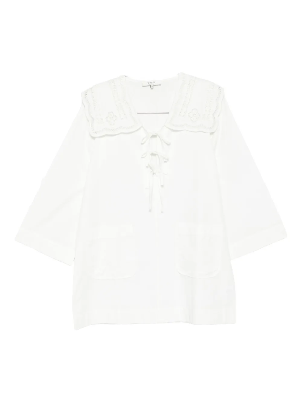 Платье с кружевным воротником и завязкой спереди Sea, белый
Платье с кружевным воротником и завязкой спереди Sea, белый