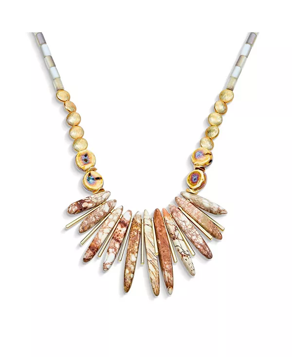 Синие органические граненые бусины из нерегулярных камней, нагрудник, веер, ожерелье с воротником, позолоченное, регулируемое Bling Jewelry, beige
Синие органические граненые бусины из нерегулярных камней, нагрудник, веер, ожерелье с воротником, позолоченное, регулируемое Bling Jewelry, beige