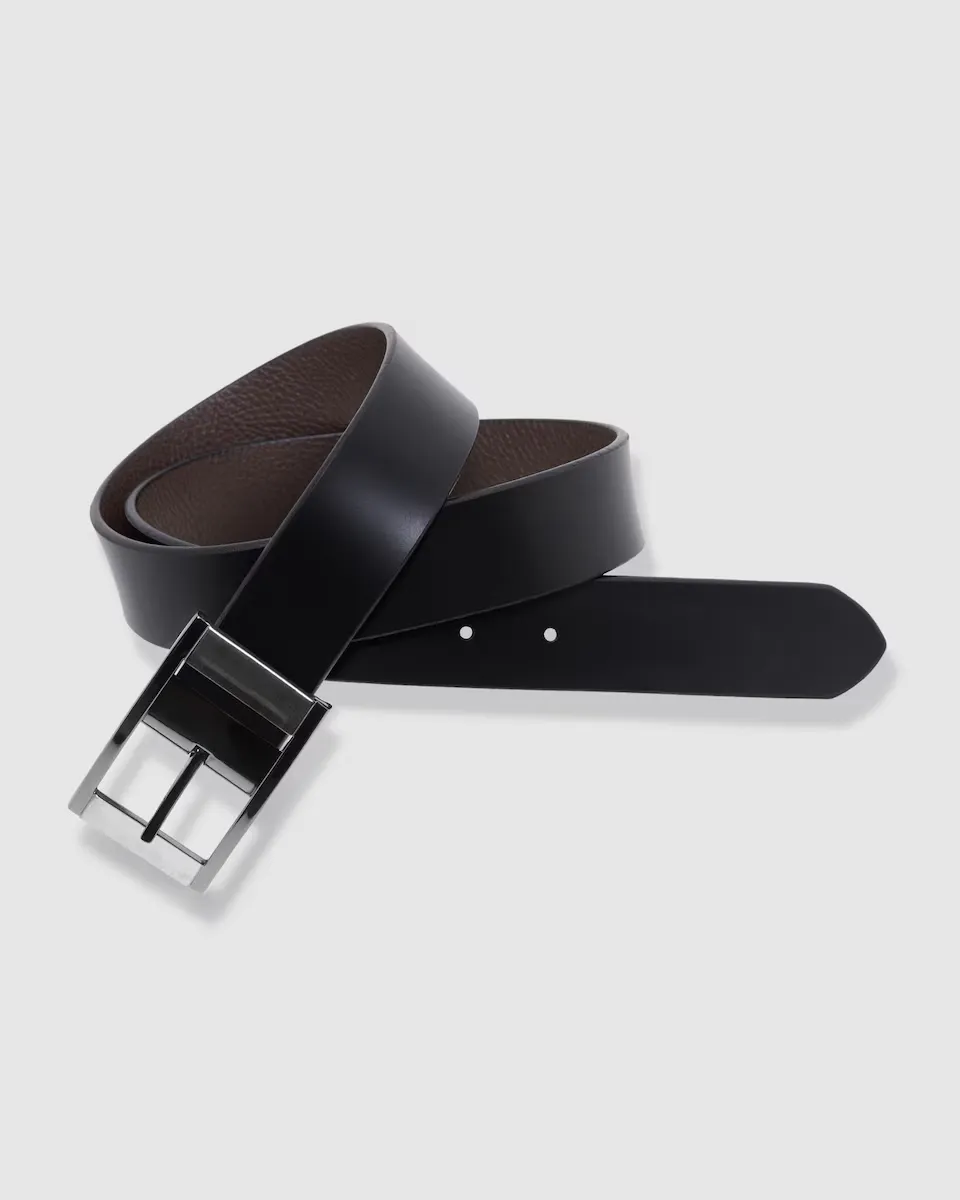 Мужской двусторонний кожаный ремень черного цвета Leyva, чёрный
Мужской двусторонний кожаный ремень черного цвета Leyva, чёрный