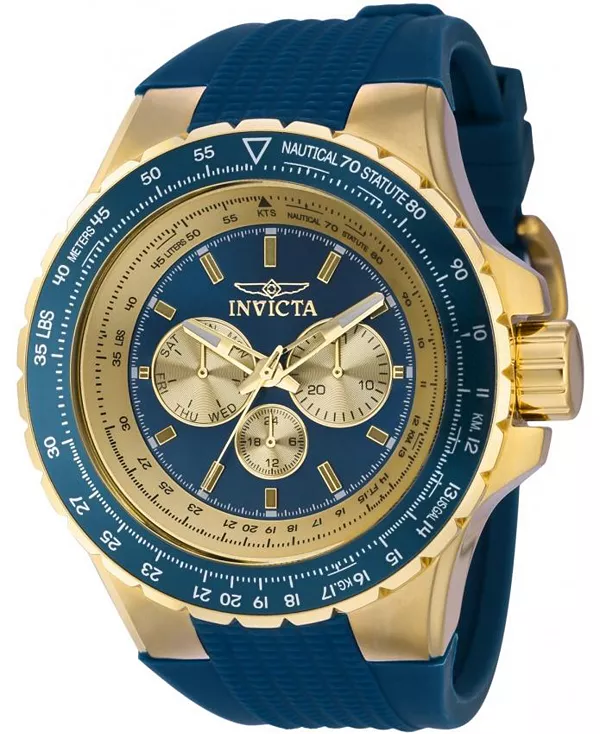 Мужские кварцевые многофункциональные часы-авиаторы 39266 синего цвета с золотым циферблатом Invicta, blue
Мужские кварцевые многофункциональные часы-авиаторы 39266 синего цвета с золотым циферблатом Invicta, blue