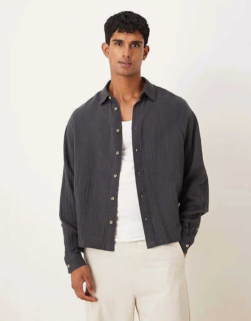 Рубашка из фактурной ткани ASOS DESIGN угольного цвета
Рубашка из фактурной ткани ASOS DESIGN угольного цвета