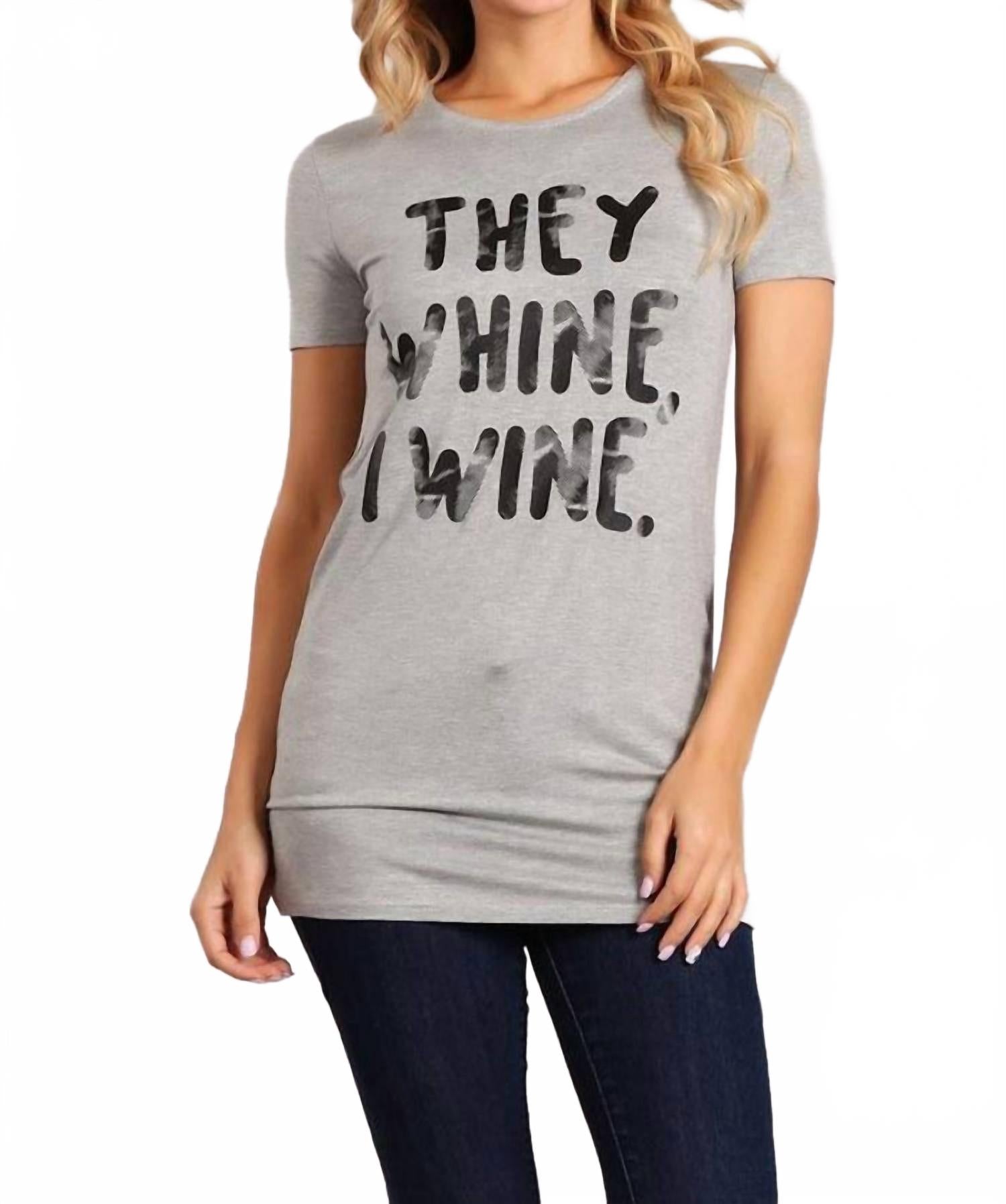 Футболка с принтом "They Whine I Wine" в сером цвете BLVD, серый
Футболка с принтом "They Whine I Wine" в сером цвете BLVD, серый