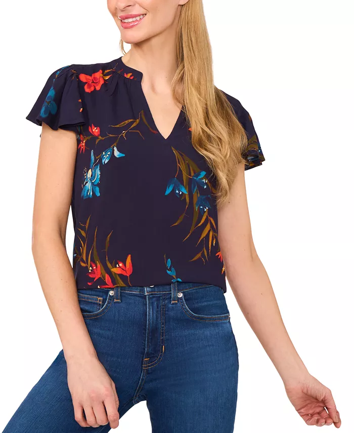 Женская блузка с цветочным принтом и рукавами-крылышками CeCe, синий
Женская блузка с цветочным принтом и рукавами-крылышками CeCe, синий