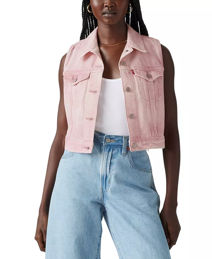 Женский хлопковый джинсовый жилет на пуговицах Levi's, розовый 
Женский хлопковый джинсовый жилет на пуговицах Levi's, розовый