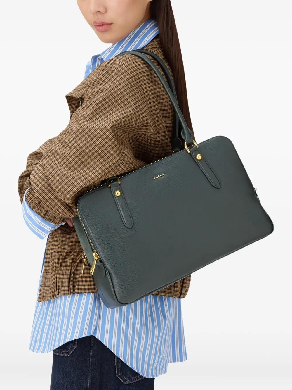 Большая сумка-тоут с логотипом Furla, зеленый
Большая сумка-тоут с логотипом Furla, зеленый