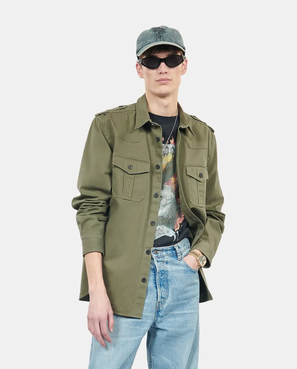 Мужская рубашка с длинным рукавом в стиле Мао The Kooples, зеленый
Мужская рубашка с длинным рукавом в стиле Мао The Kooples, зеленый