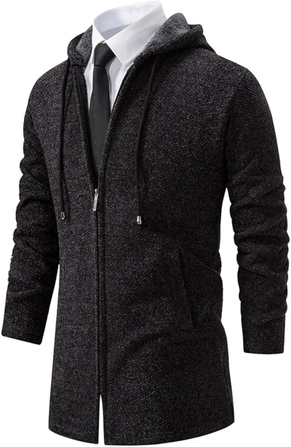 Мужской длинный кардиган с капюшоном, текстурированный, на флисе
Мужской длинный кардиган с капюшоном, текстурированный, на флисе