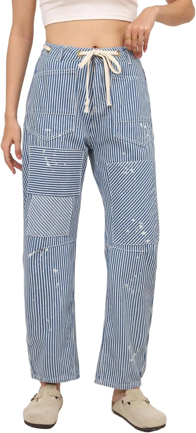 Kedera Women полосатые бочкообразные джинсы casual loose denim wide leg
Kedera Women полосатые бочкообразные джинсы casual loose denim wide leg