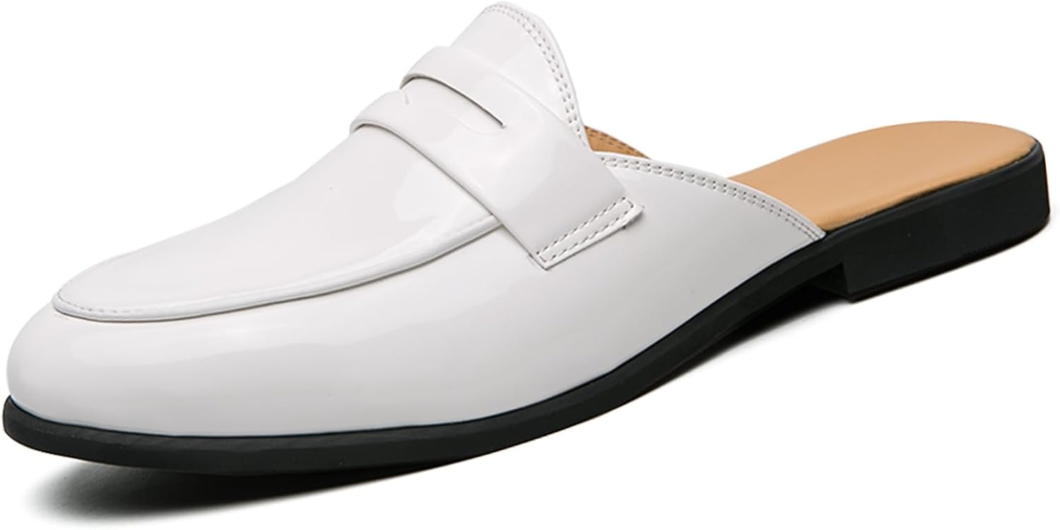 Мужские мюли из лакированной кожи с низким каблуком, повседневные, с круглым носком, без задника, на плоской подошве, пенни-лоферы, удобные, нескользящие, полумюли, сандалии, деловые, для офиса, домашние тапочки Ptnoka, белый
Мужские мюли из лакированной кожи с низким каблуком, повседневные, с круглым носком, без задника, на плоской подошве, пенни-лоферы, удобные, нескользящие, полумюли, сандалии, деловые, для офиса, домашние тапочки Ptnoka, белый