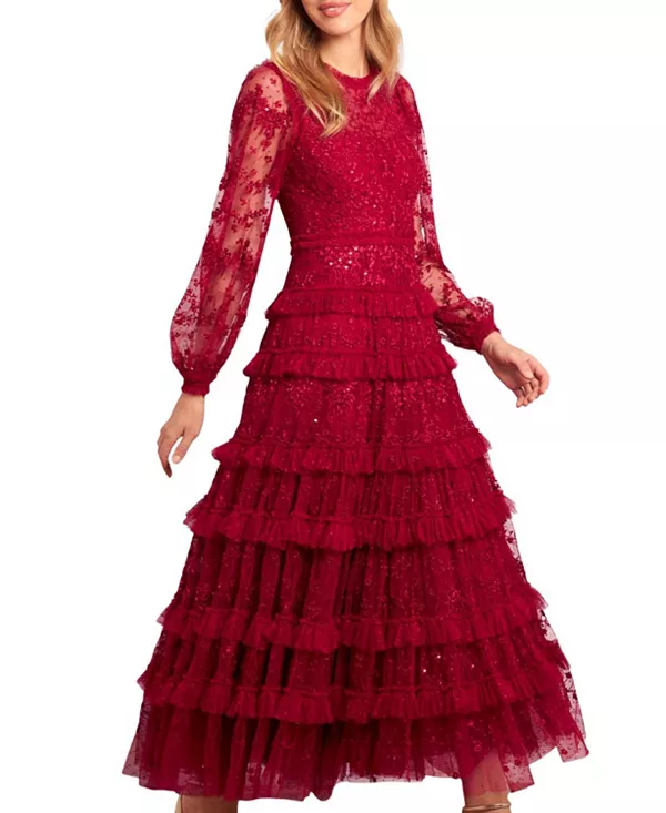 Платье с длинными рукавами и кружевом до щиколотки Blossom Needle & Thread, красный
Платье с длинными рукавами и кружевом до щиколотки Blossom Needle & Thread, красный