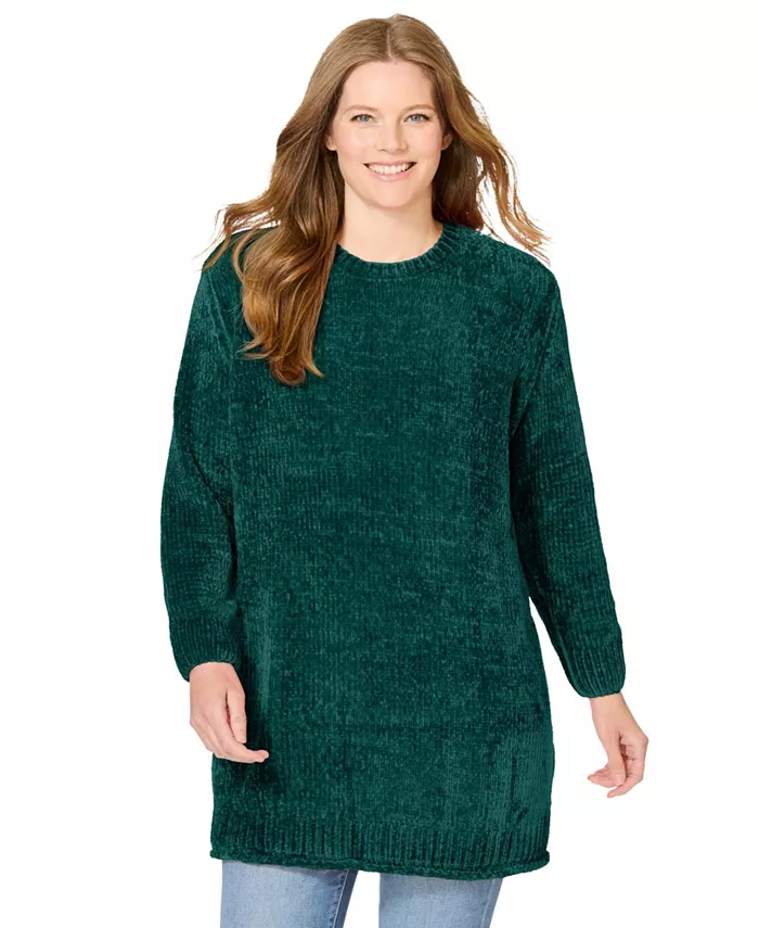 Женский свитер из синели с круглым вырезом больших размеров Woman Within, зеленый
Женский свитер из синели с круглым вырезом больших размеров Woman Within, зеленый