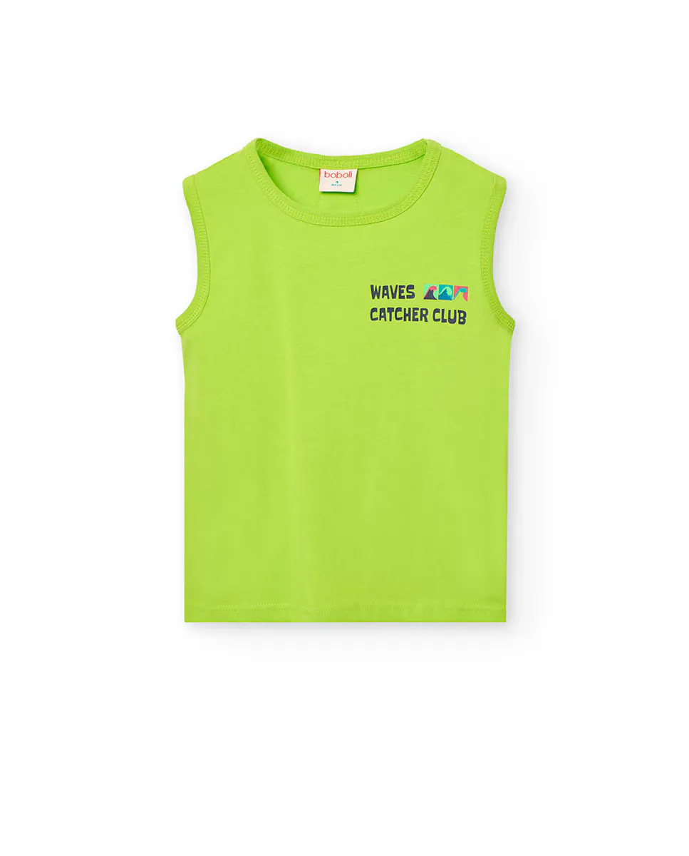 Футболка без рукавов для мальчика с рисунком спереди Boboli, зеленый
Футболка без рукавов для мальчика с рисунком спереди Boboli, зеленый