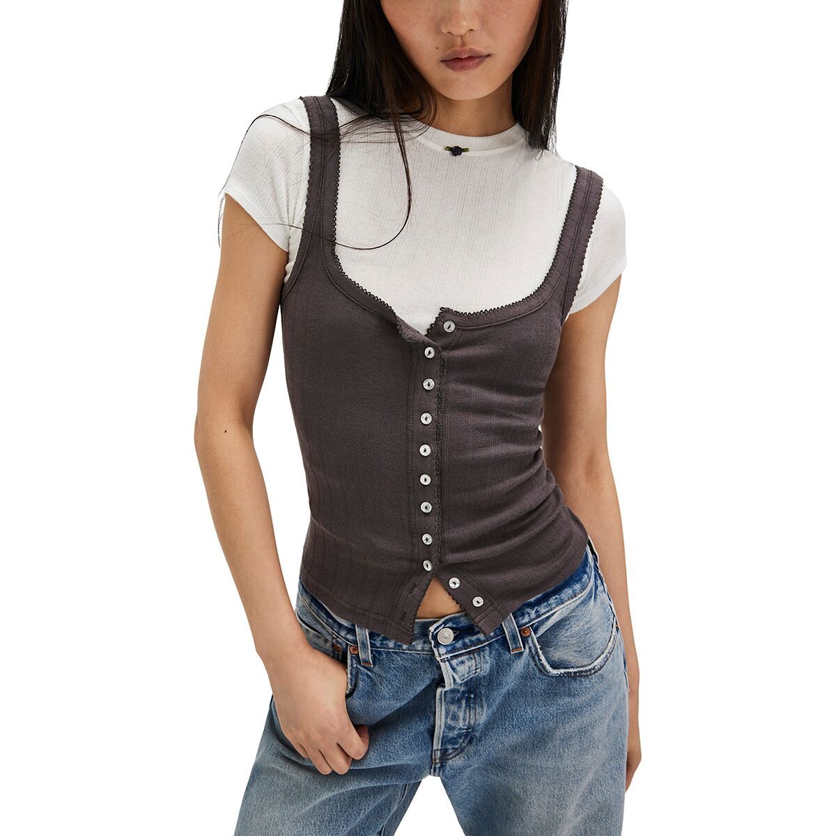 Топ-майка End Game с ажурной вязкой Free People, цвет volcanic glass
Топ-майка End Game с ажурной вязкой Free People, цвет volcanic glass