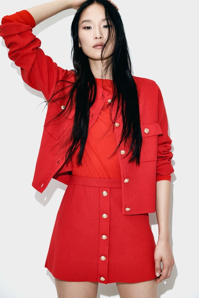 Юбка тонкой вязки с планкой на пуговицах H&M, красный
Юбка тонкой вязки с планкой на пуговицах H&M, красный