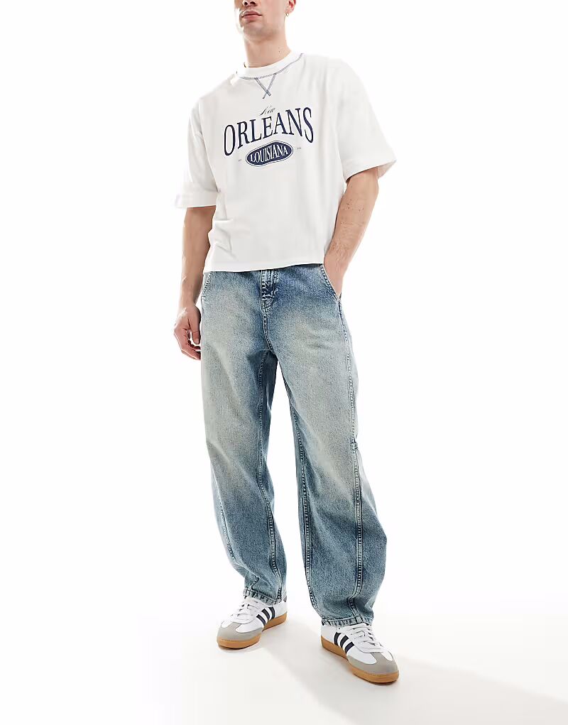 Джинсы свободного кроя ASOS DESIGN светло-голубого цвета 
Джинсы свободного кроя ASOS DESIGN светло-голубого цвета