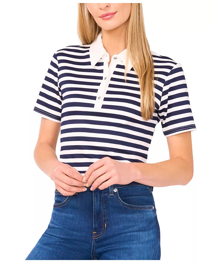 Женская полосатая поло с коротким рукавом CeCe, мультиколор
Женская полосатая поло с коротким рукавом CeCe, мультиколор