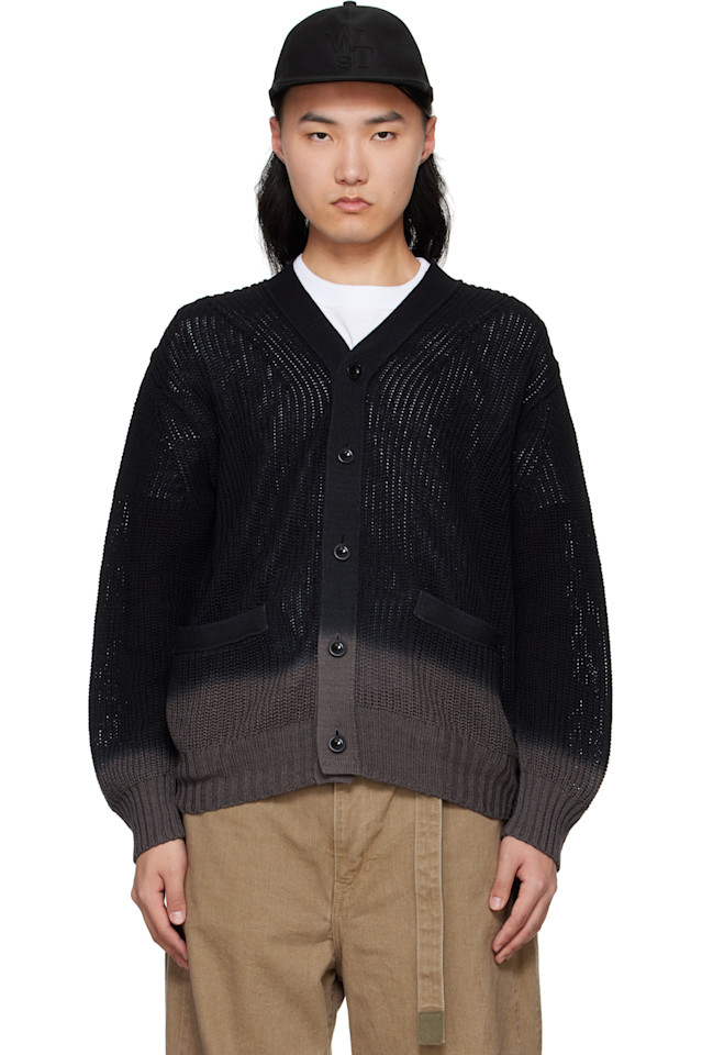 Кардиган из трикотажа с покраской в готовом виде Sacai, черный
Кардиган из трикотажа с покраской в готовом виде Sacai, черный