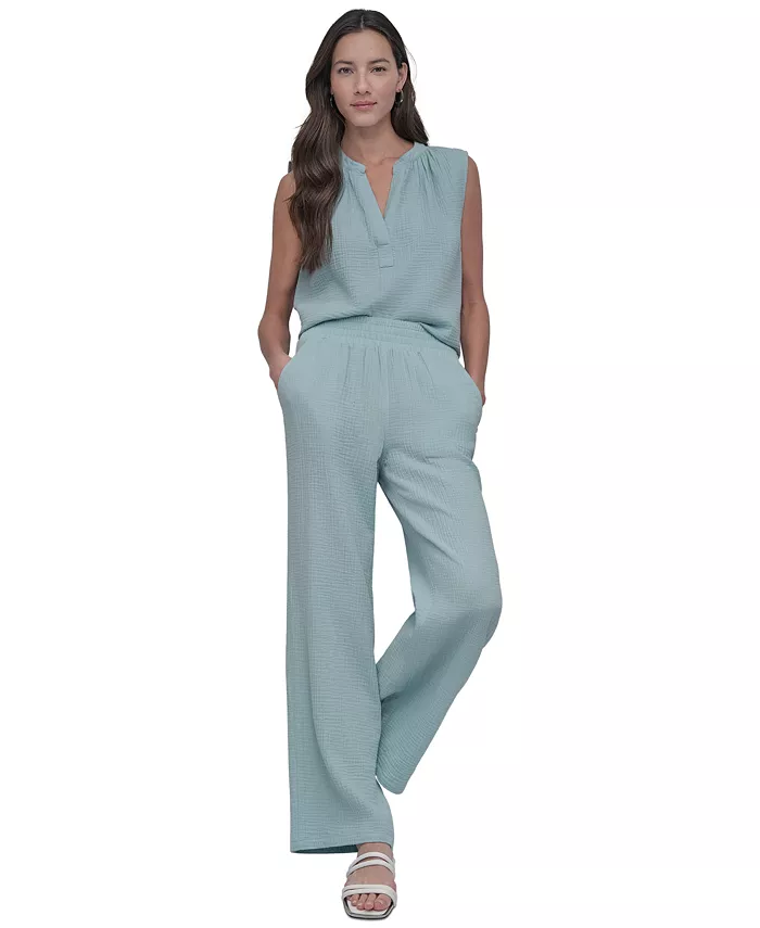 Укороченные хлопковые брюки с высокой посадкой и присборенной талией DKNY Jeans, серый
Укороченные хлопковые брюки с высокой посадкой и присборенной талией DKNY Jeans, серый