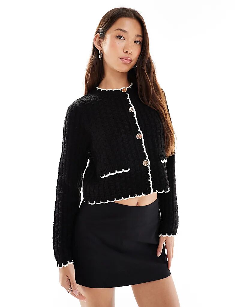 Кардиган Miss Selfridge с текстурой, связанный узором, черный
Кардиган Miss Selfridge с текстурой, связанный узором, черный