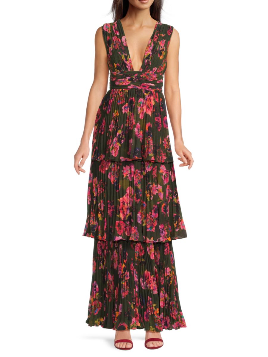 Платье макси Fluer с глубоким V-образным вырезом и многоуровневыми складками Amur, черный мульти
Платье макси Fluer с глубоким V-образным вырезом и многоуровневыми складками Amur, черный мульти