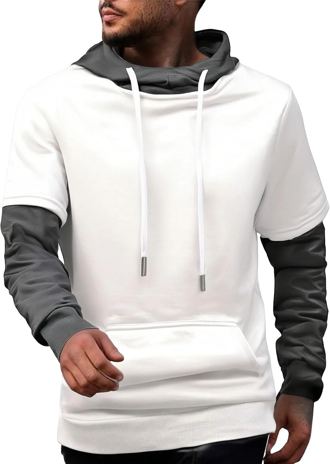 Мужская модная худи с пэчворком и цветными блоками
Мужская модная худи с пэчворком и цветными блоками