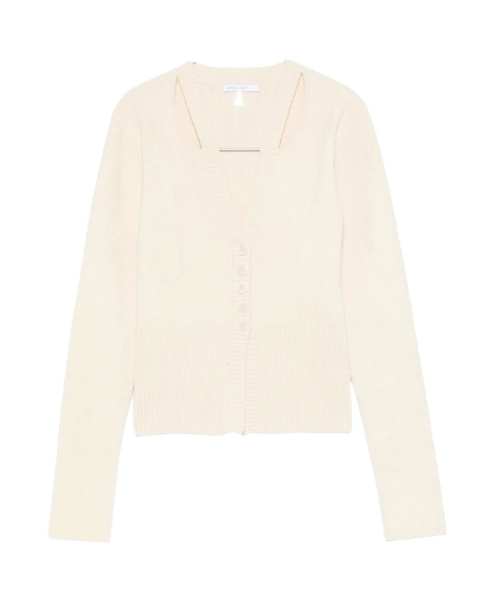 Ребристый кардиган с вырезами Patrizia Pepe, бежевый
Ребристый кардиган с вырезами Patrizia Pepe, бежевый