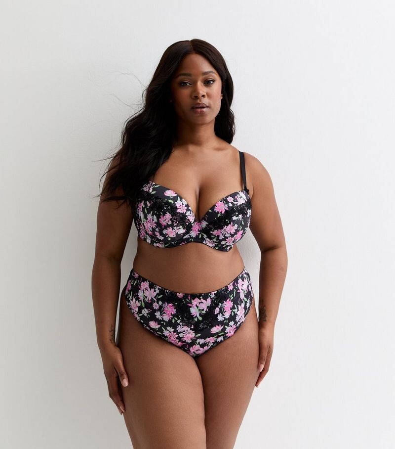 Черные атласные стринги с высокой талией Curves с цветочным принтом New Look, черный
Черные атласные стринги с высокой талией Curves с цветочным принтом New Look, черный