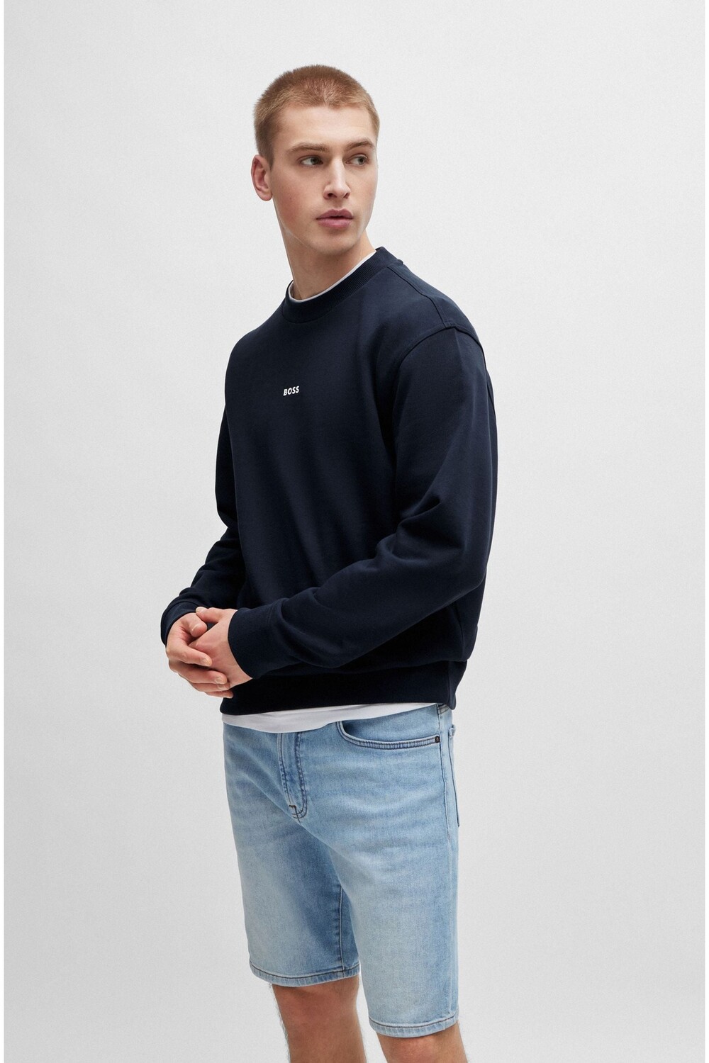 Толстовка свободного кроя из хлопковой махры с контрастным логотипом Boss, синий
Толстовка свободного кроя из хлопковой махры с контрастным логотипом Boss, синий