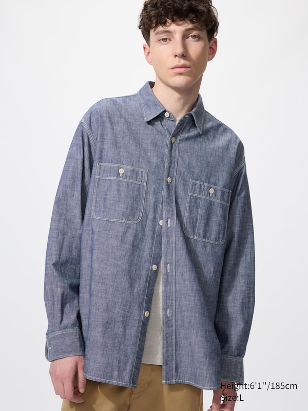 Рубашка-куртка из шамбре Uniqlo, 67 blue
Рубашка-куртка из шамбре Uniqlo, 67 blue