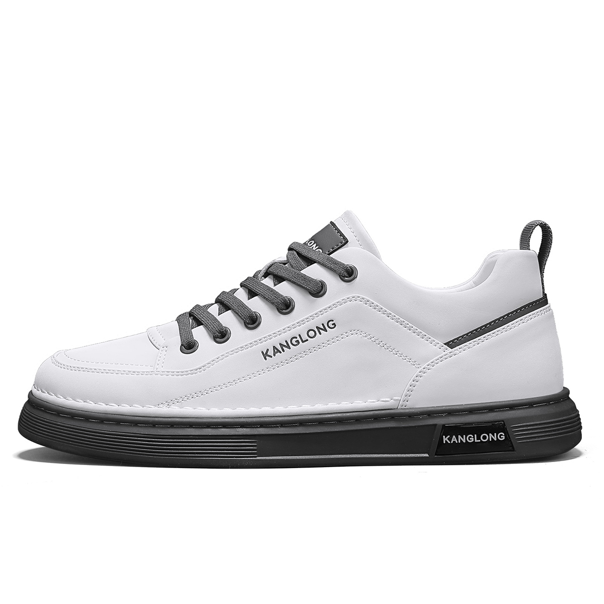 KANGLONG Мужские низкие скейтерские кеды простые белые, цвет Simple White
KANGLONG Мужские низкие скейтерские кеды простые белые, цвет Simple White