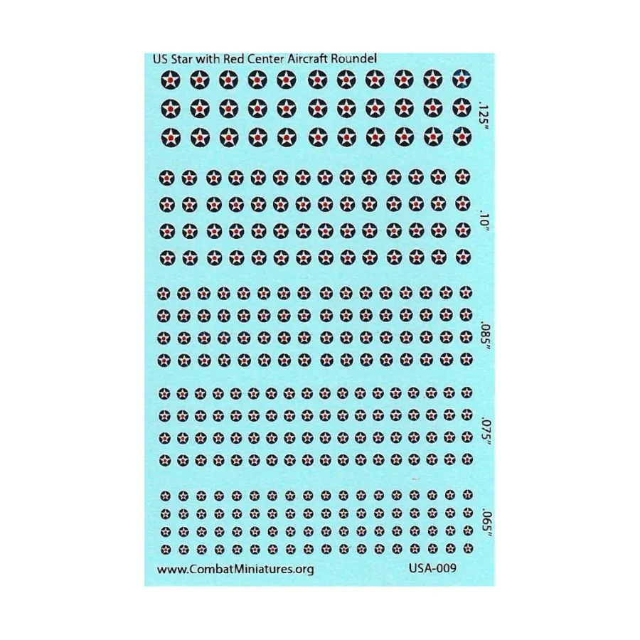 Американская звезда с красной точкой - авиационное кольцо, Decals - United States (Combat Miniatures)
Американская звезда с красной точкой - авиационное кольцо, Decals - United States (Combat Miniatures)