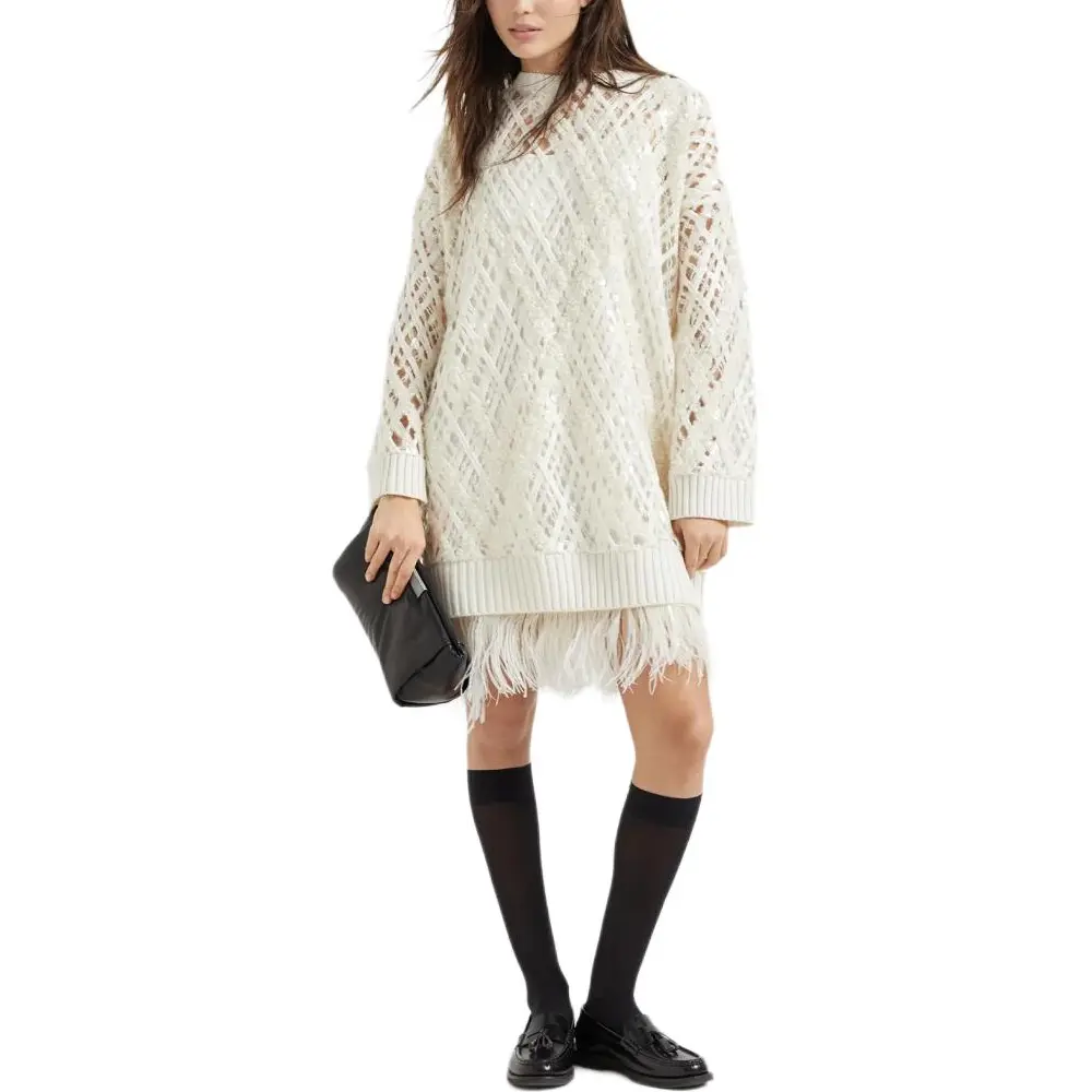 Платье с вышивкой Brunello Cucinelli, белый
Платье с вышивкой Brunello Cucinelli, белый