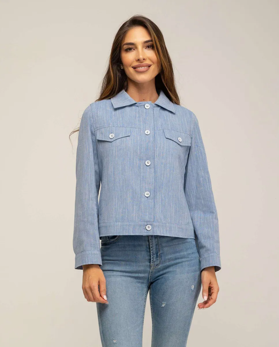 Женская верхняя рубашка-пиджак с рубашечным воротником и декоративными карманами на груди Fsh, синий
Женская верхняя рубашка-пиджак с рубашечным воротником и декоративными карманами на груди Fsh, синий